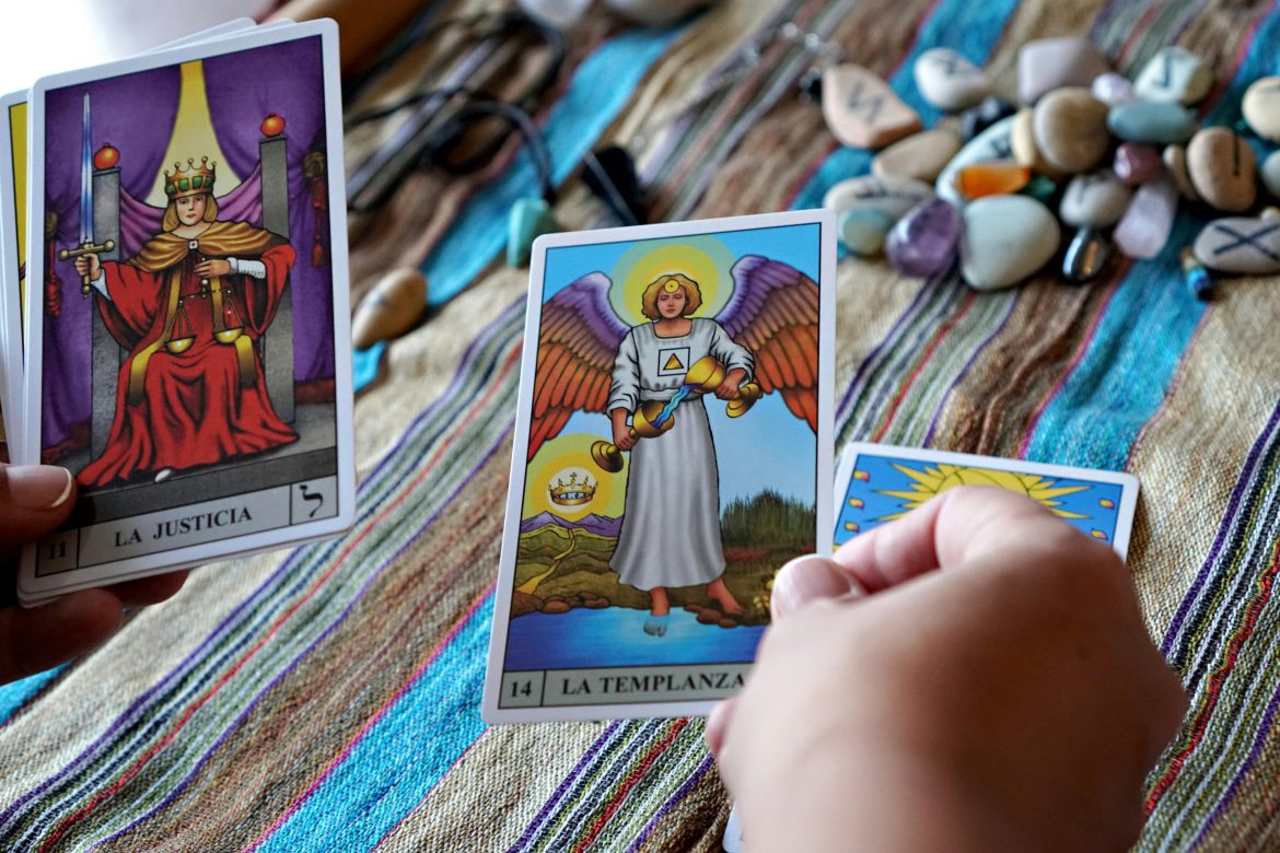 Temperance and Justice tarot cards