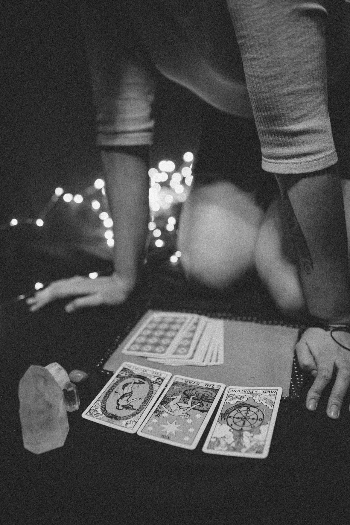 Tarot reading in dark room