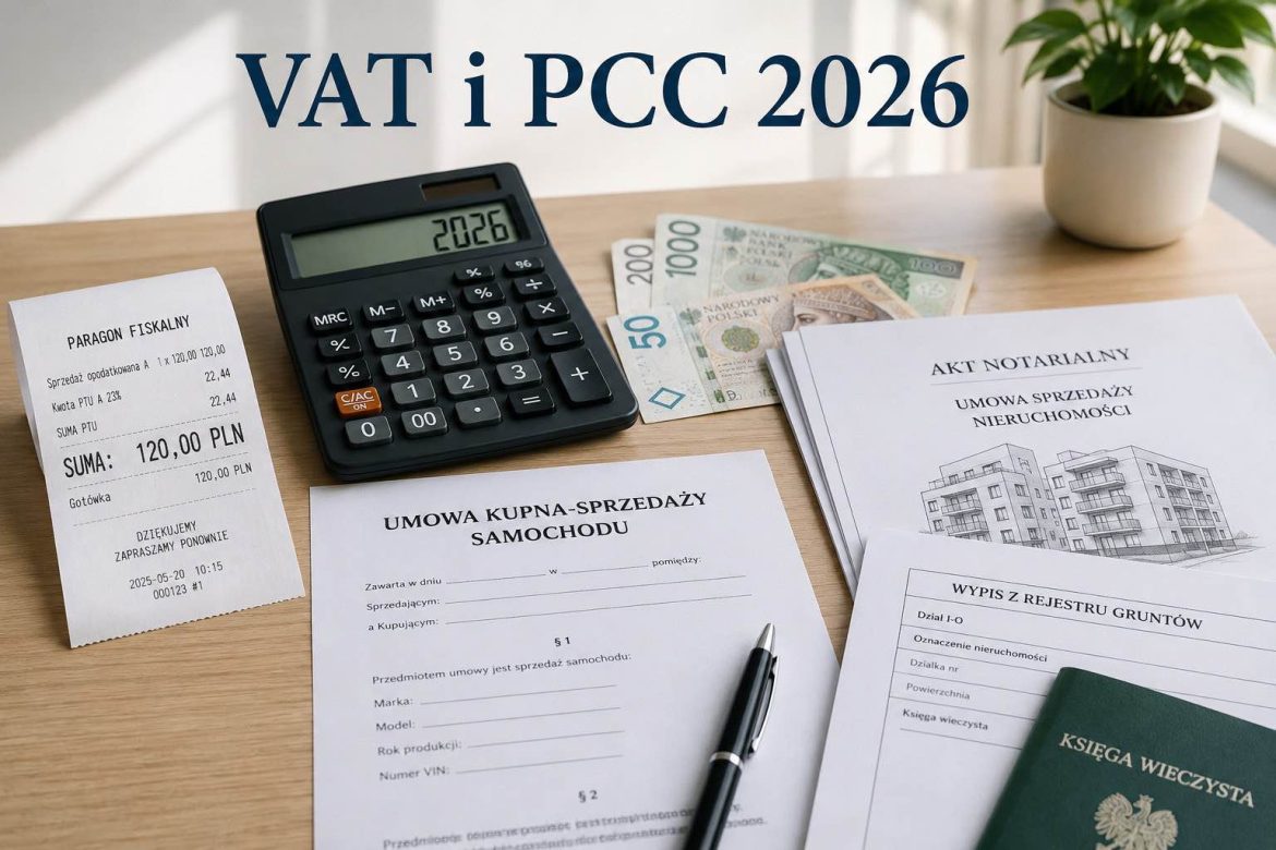 Podatki w Polsce 2026: PIT 12 i 32%, VAT 23% oraz PCC – aktualne stawki
