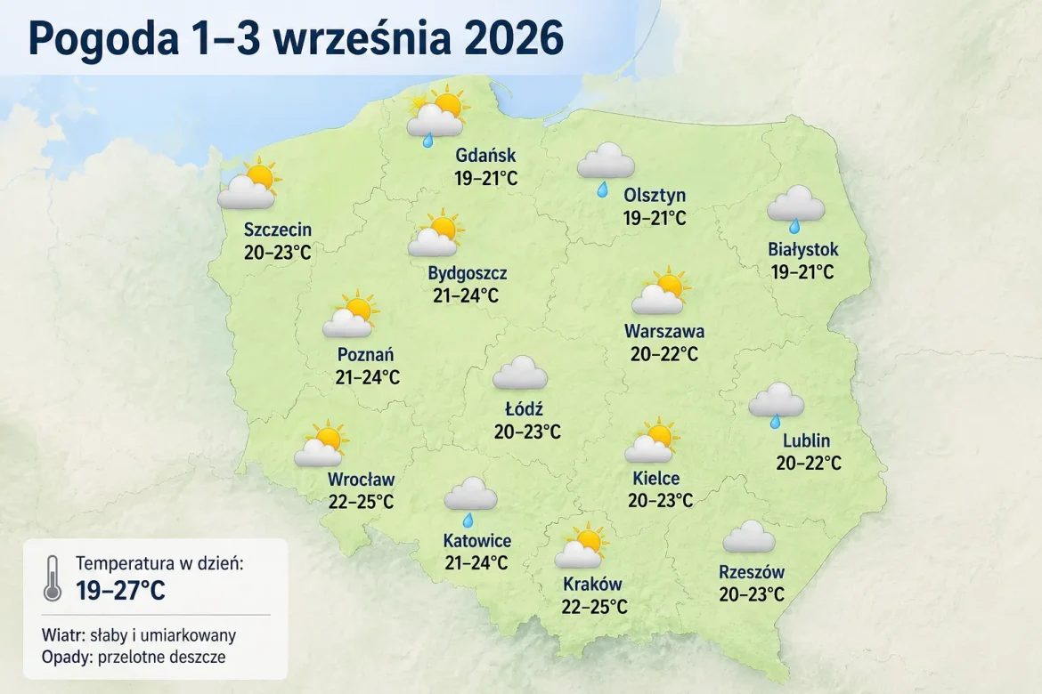 Pogoda na początek września 2026. Gdzie deszcz i ochłodzenie?
