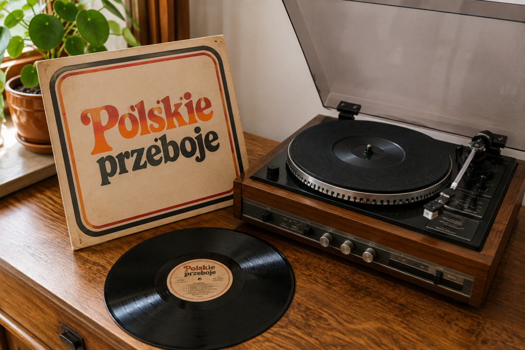 archiwalna płyta winylowa Stana Borysa obok gramofonu