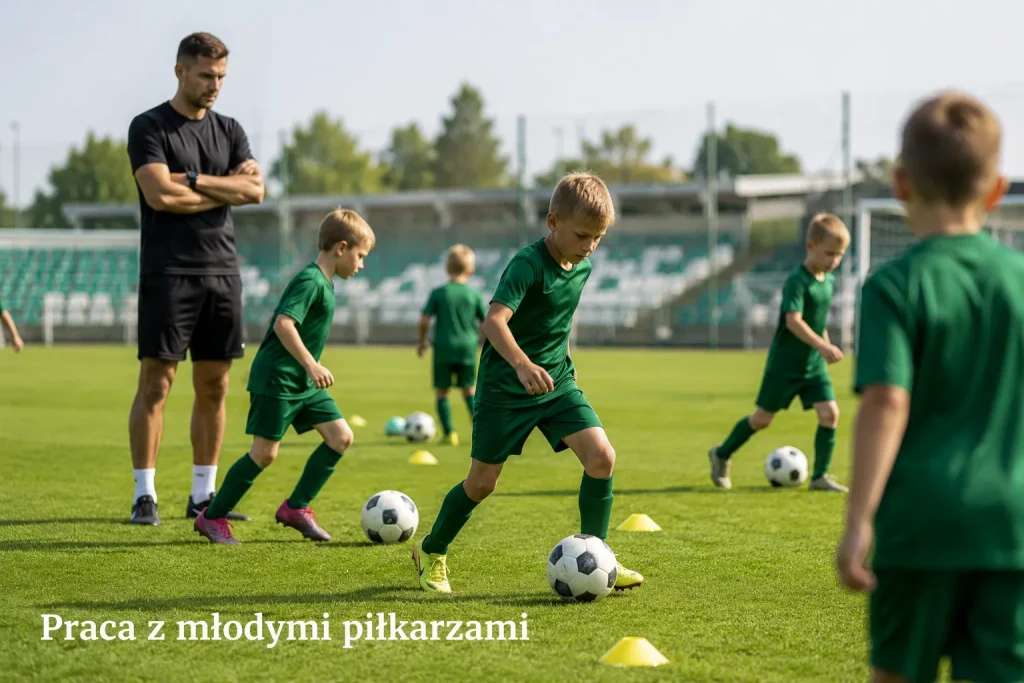 Wojciech Onsorge podczas pracy przy szkoleniu młodych piłkarzy