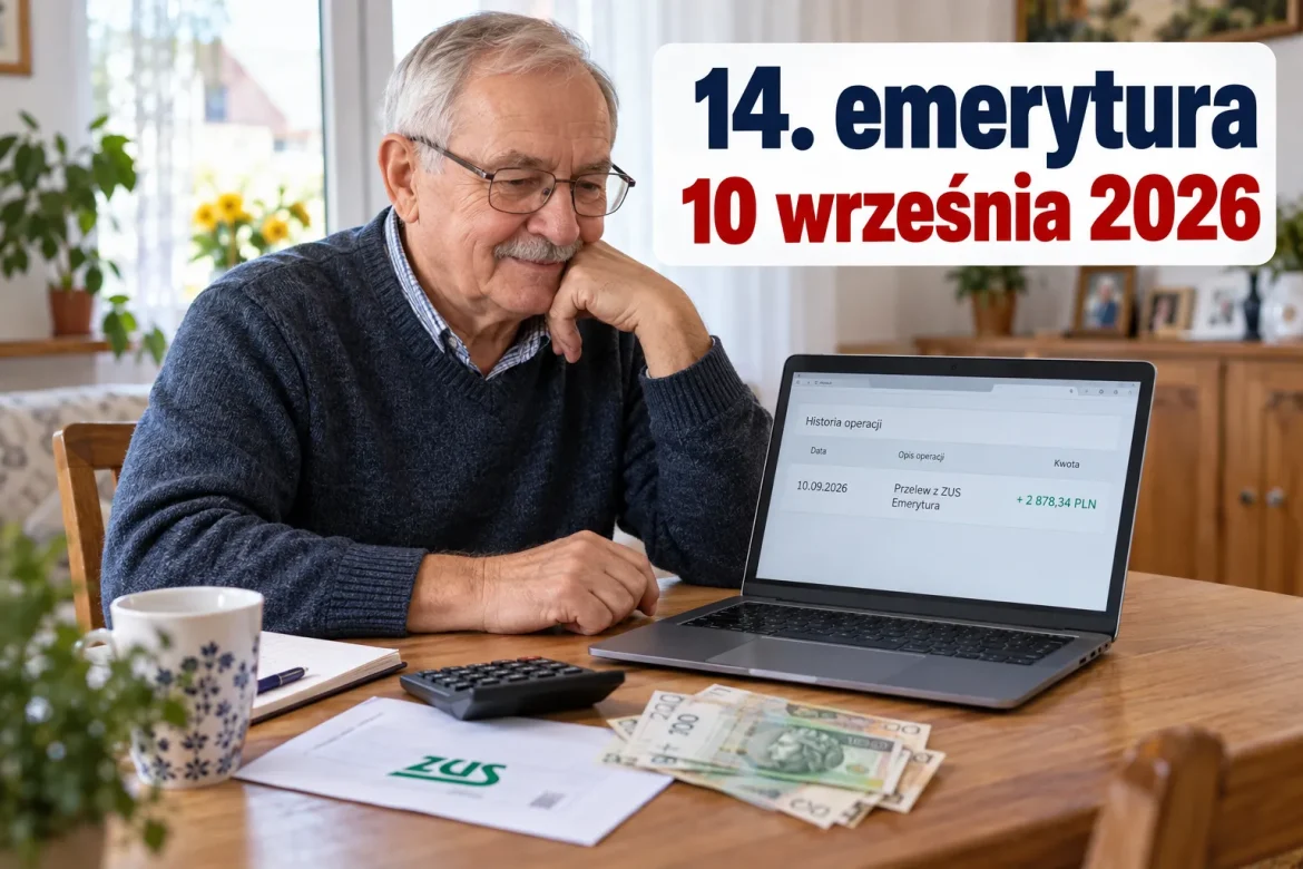 14. emerytura 10 września 2026. Kto dostanie dodatkowe pieniądze z ZUS i ile wyniesie wypłata?