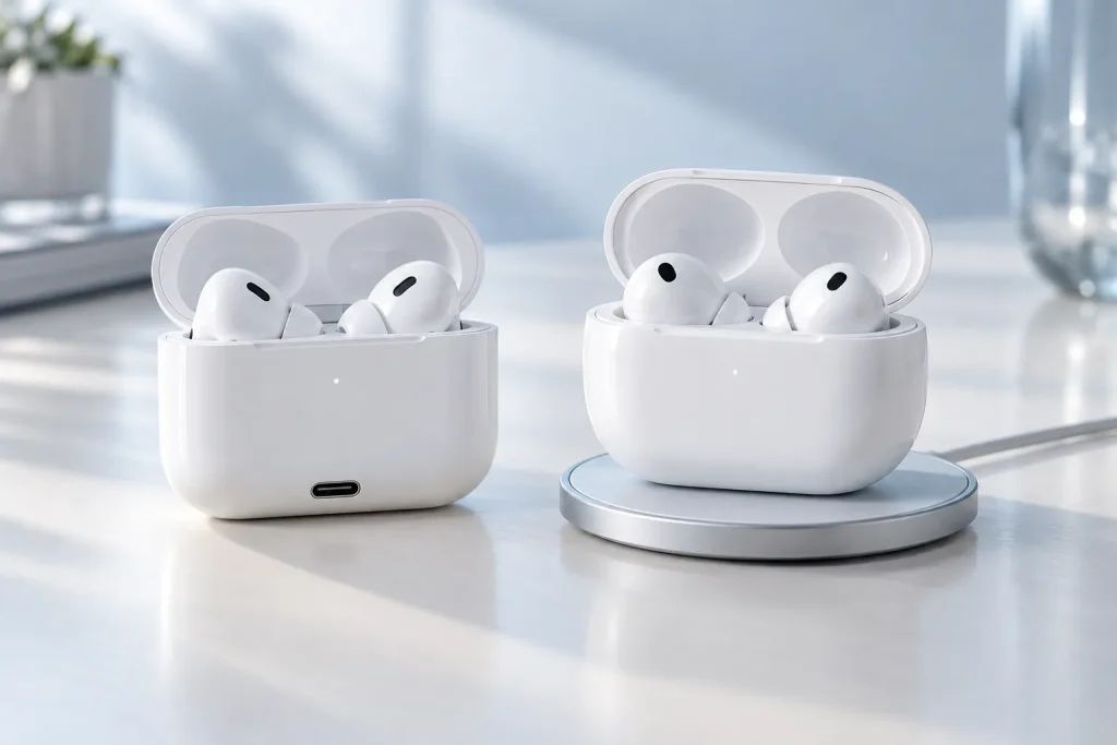 AirPods 5 oraz dwa dostępne rodzaje etui ładującego