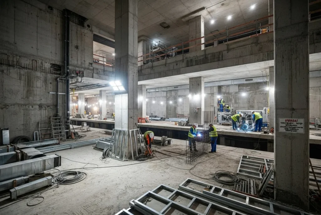 przedstawiono przyszłą stację Chrzanów w rejonie ul. Rayskiego i Szeligowskiej wraz z widocznym układem nowej infrastruktury metra