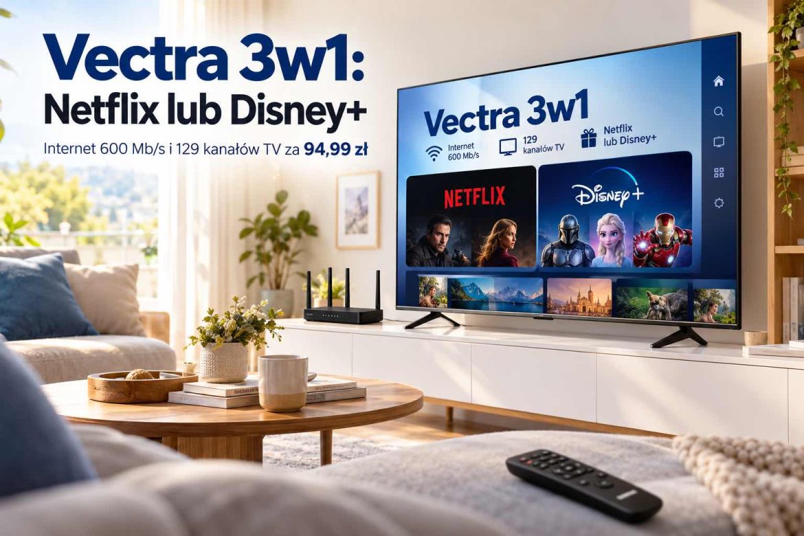Netflix albo Disney+ z internetem od Vectry. Ile kosztuje pakiet 3w1 i jak go zamówić?