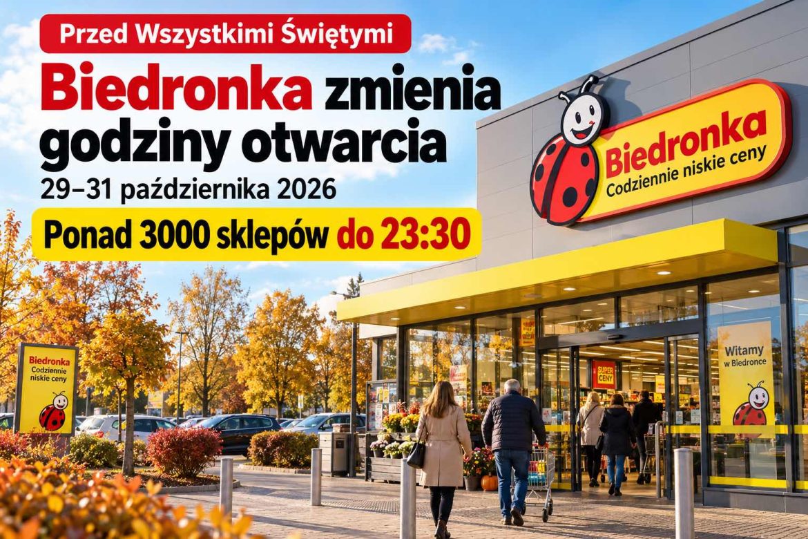 Biedronka zmienia goaziny otwarcia przed 1 lispopada 2026. Sprawdź, do której zrobisz zakupy